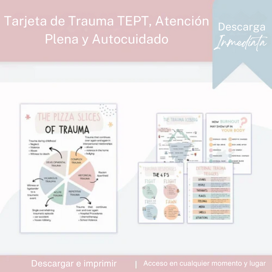 Tarjeta de Trauma TEPT, Atención Plena y Autocuidado